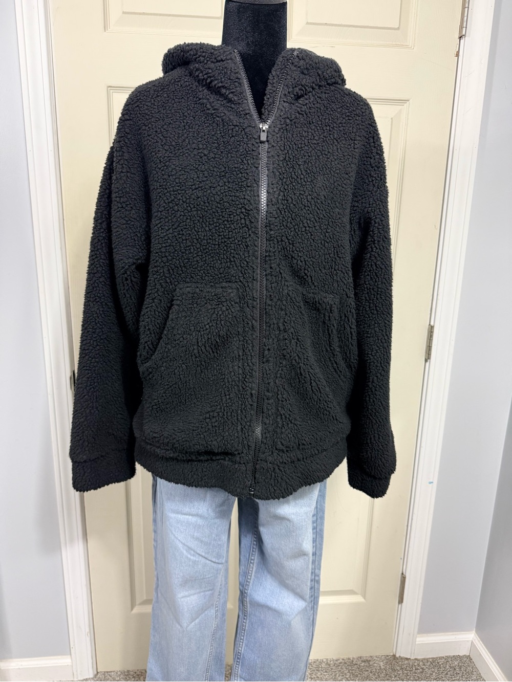 Fabletics Black Sherpa Zip-up Jacket